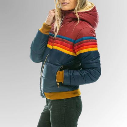 Ava™ - Retro Striped Puffer Jacket