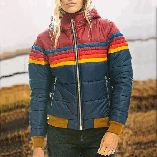 Ava™ - Retro Striped Puffer Jacket