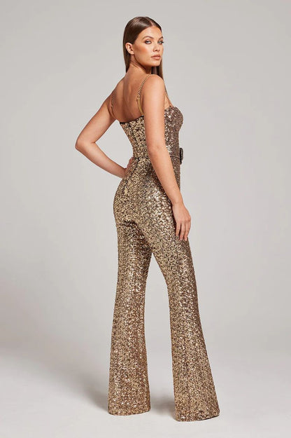 Lora | Sparkle Sequins Jumpsuit With Belt