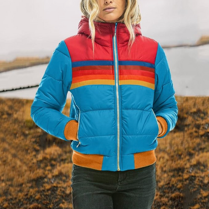 Ava™ - Retro Striped Puffer Jacket