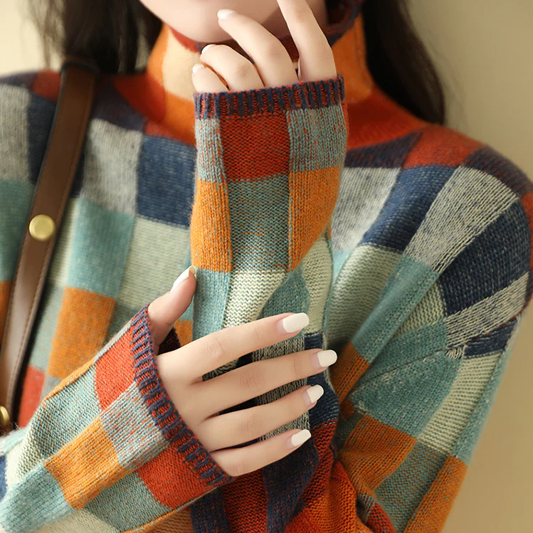 Alana™ - Color Block Plaid Sweater