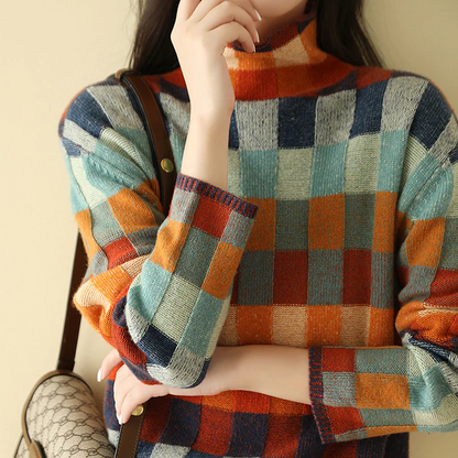 Alana™ - Color Block Plaid Sweater